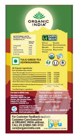 Tulsi Green Tea Ashwagandha, 25 Tea Bags